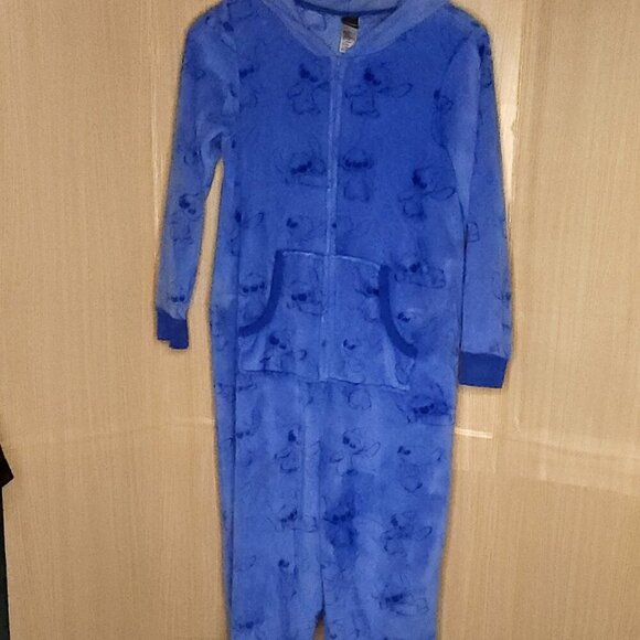 Disney Lilo & Stitch Blue Adult One Piece Pajamas Medium - Picture 1 of 8